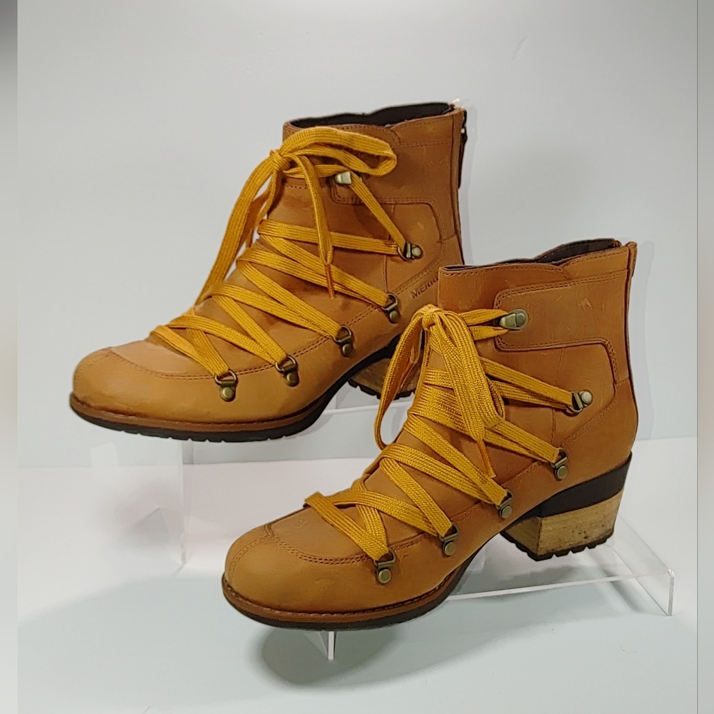 Merrell Womens Size 8 Shiloh Southwestern Cowgirl Laceup Chestnut Preowned Boots